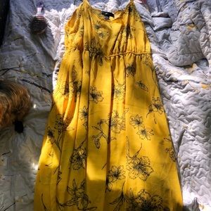 Forever21 plus size yellow floral ankle dress